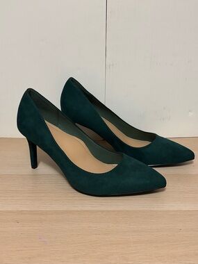 JustFab Teal Pointed-Toe Suede Pumps